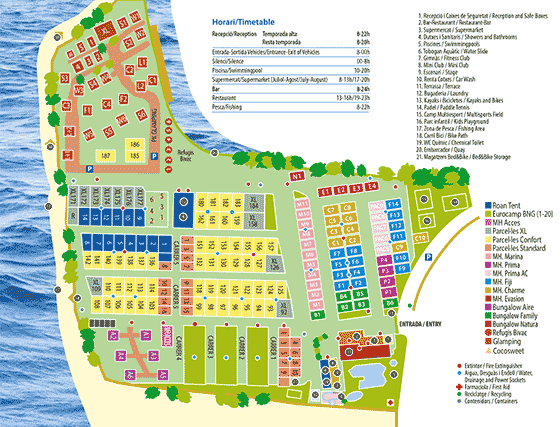 Plattegrond camping Sènia Riu - geplaatst door Huurtent.be
