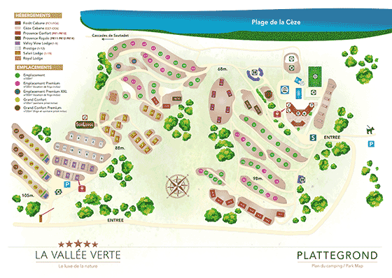 Plattegrond camping Slow Village La Roque-sur-Cèze - geplaatst door Huurtent.be