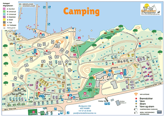 Plattegrond camping Sørlandet Feriesenter - geplaatst door Huurtent.be