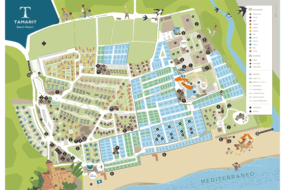 Plattegrond camping Tamarit Beach Resort - geplaatst door Huurtent.be