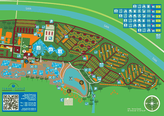 Plattegrond camping Terme Catez - geplaatst door Huurtent.be