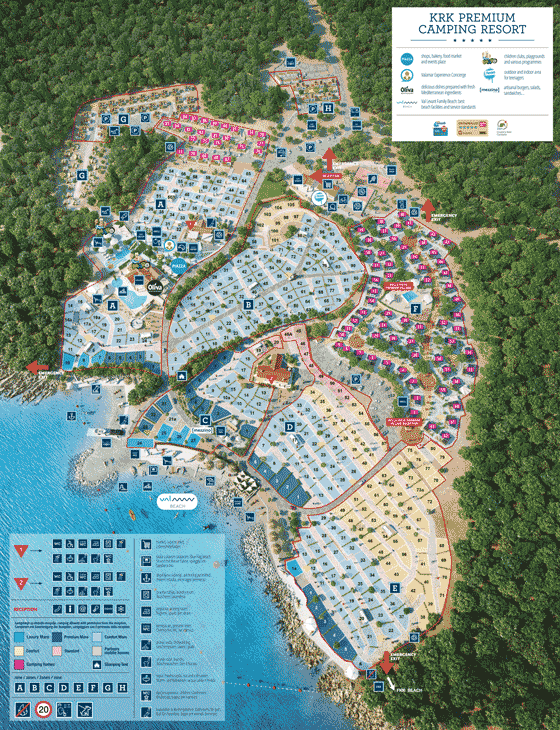 Plattegrond camping Valamar Camping Krk - geplaatst door Huurtent.be