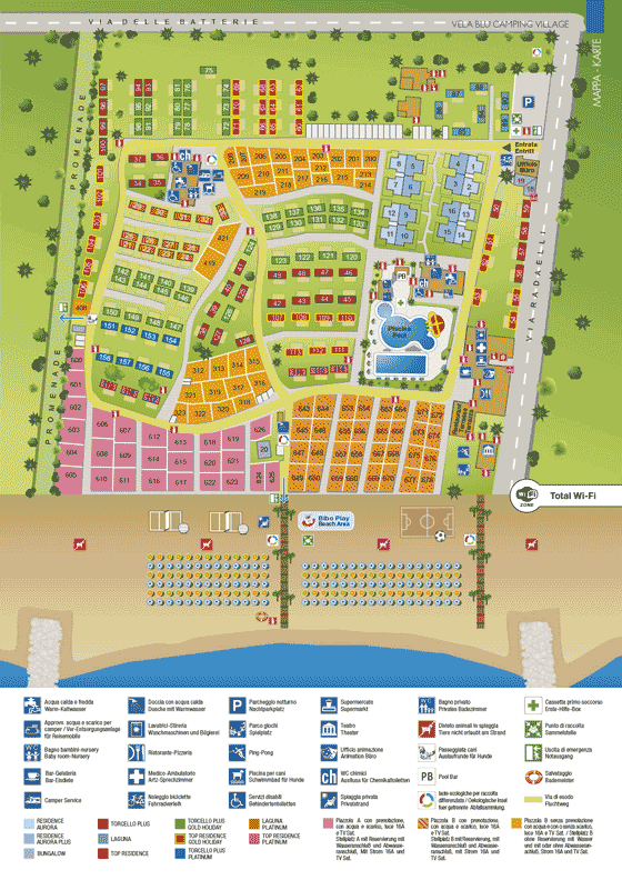 Plattegrond camping Vela Blu - geplaatst door Huurtent.be