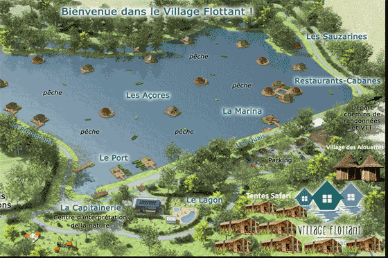 Plattegrond camping Village Flottant de Pressac - geplaatst door Huurtent.be
